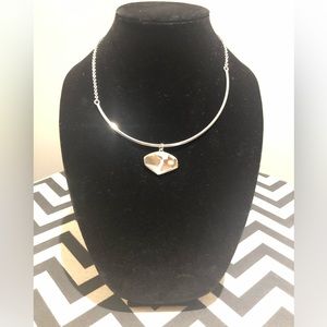 Funky silver coloured crystal necklace